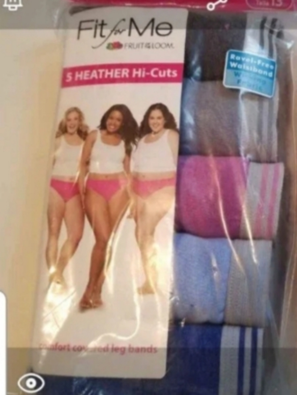 Fruit of the Loom Heather Hi-Cut Panty Pack in Pink, Purple, Blue and Gray